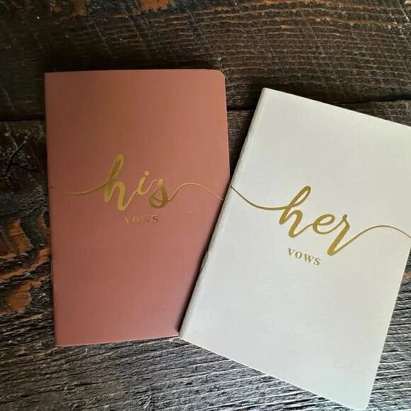 COPY - His and Her Wedding Vow Book Set Green and White - Picture 7 of 7